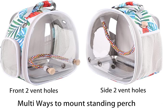 Bird Carrier Backpack with Rope Perch, Portable Bird Travel Carrier Backpack - Image 2