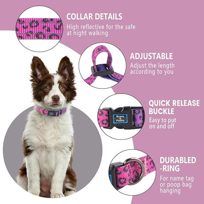 Roses&Poetry Small Dog Collar, Cute Leopard Style Adjustable Reflective Puppy - Image 2
