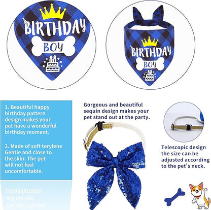 Blue Dog Birthday Party Supplies Pet Birthday Bandanas Boy Doggy Birthdays Hat - Image 5