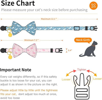 2 Pack Cotton Cat Collar with Bow Tie and Bell - Image 2