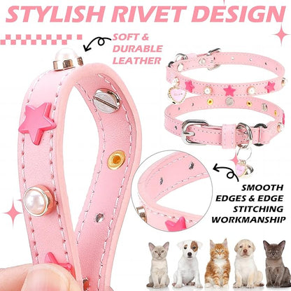 EXPAWLORER Leather Cat Collar for Girl Boy- Adjustable Pet Collar - Image 4