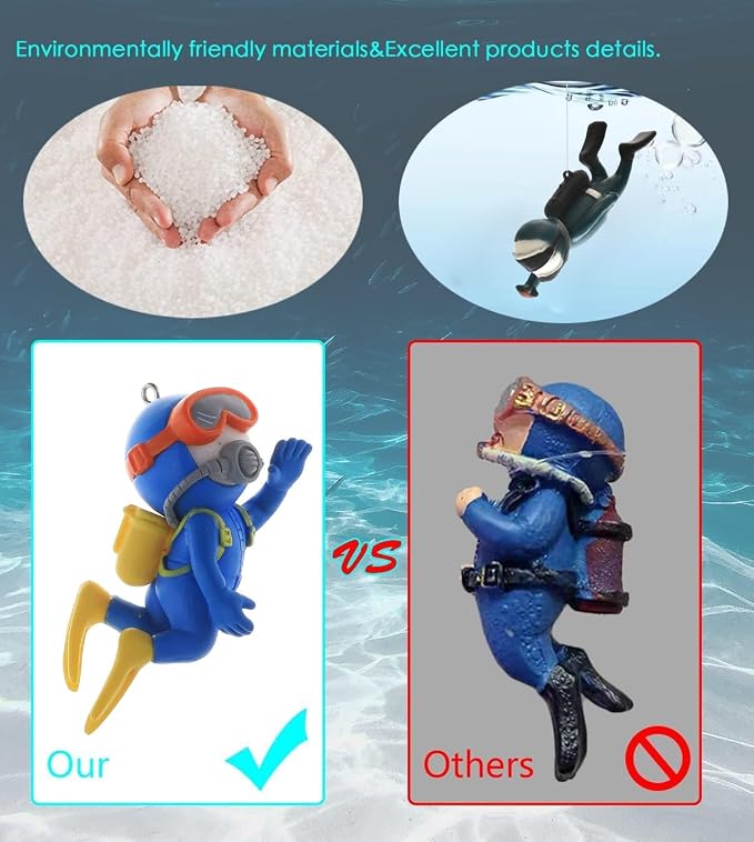 2-Pack Cute Little Diver Fish Tank Decorations Aquarium Decoration Floating - Image 3