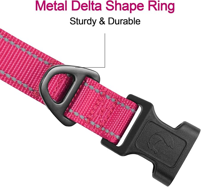 Joytale Reflective Dog Collar, Soft Neoprene Padded, Metal D-Ring, Nylon Pet - Image 3