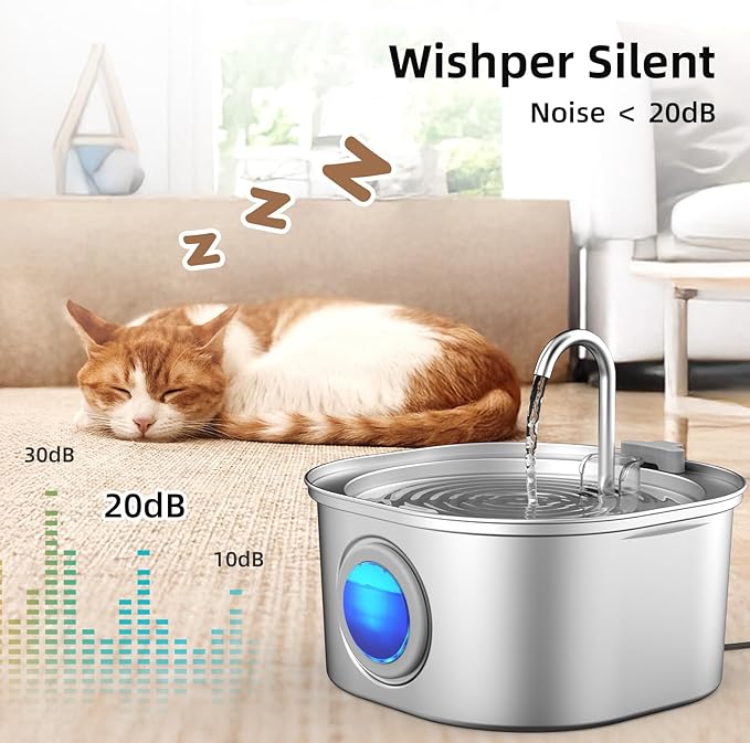 Casfuy PWS-155 Multi-Layer Filtration Quiet Stainless Steel Dog & Cat Water - Image 5