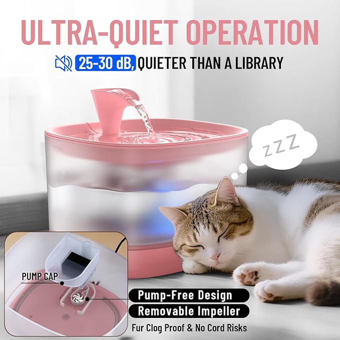 Veken Cat Water Fountain with Detachable Tank, 84oz/2.5L Automatic Pet Drinking - Image 3