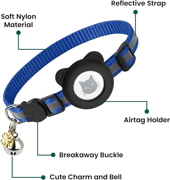 Cat Collar with AirTag Holders, Reflective Breakaway Safety Collars, Bells and - Image 5