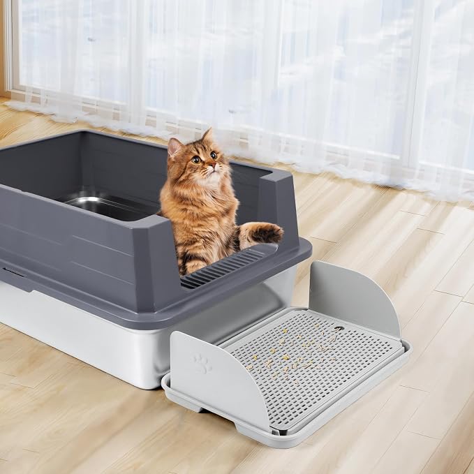 Cat Litter Box Step with Removable Splash-Proof Baffles, Large Pet Ramp - Image 7