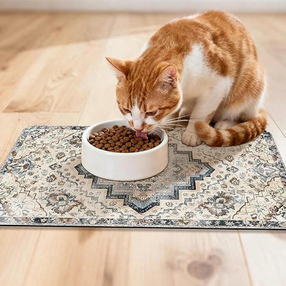 Dog Food Mat for Pet Cat Food Mat, Boho Absorbent Quick Dry Dog Bowl Mats for - Image 7