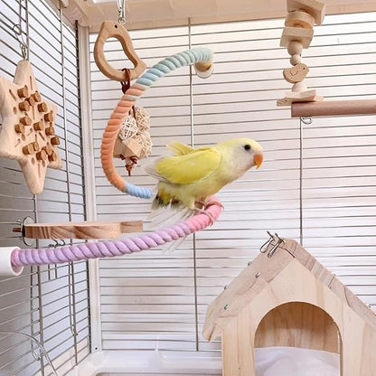 Gradient Colorful Bird Rope Perch Stand - Image 2