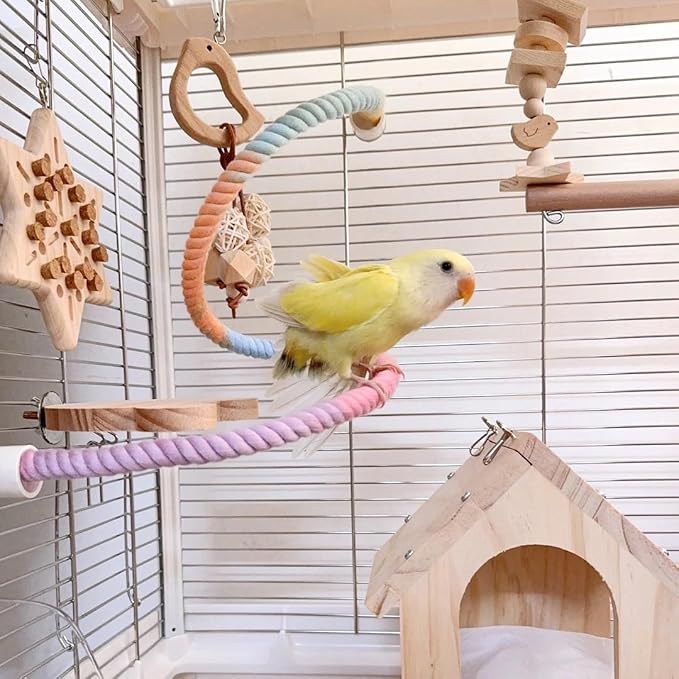 2Pcs Gradient Bird Rope Perch Stand Bird Cage Climbing Rope Toys Accessories of - Image 8