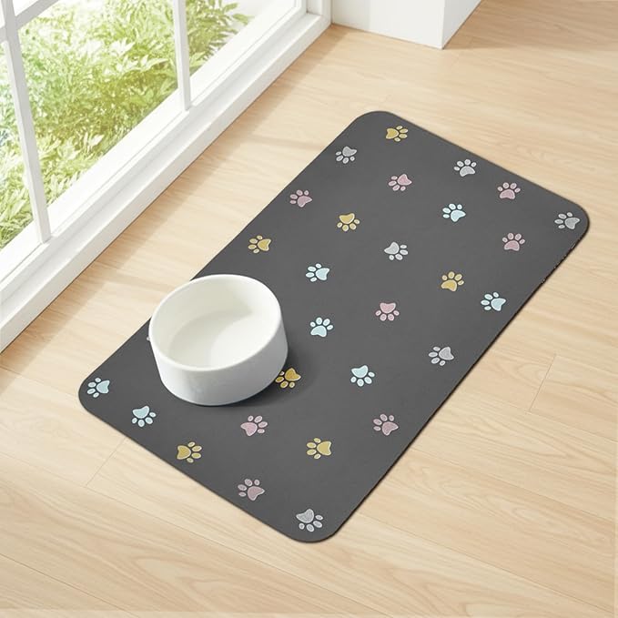 Cat Food Mat Absorbent Dog Mat for Food and Water Non Slip Quick Dry Dog Bowl by YetstockDirect