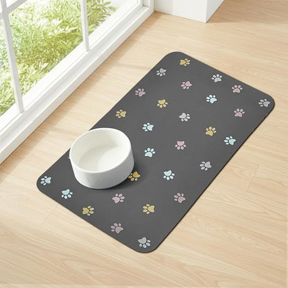 Cat Food Mat Absorbent Dog Mat for Food and Water Non Slip Quick Dry Dog Bowl by YetstockDirect