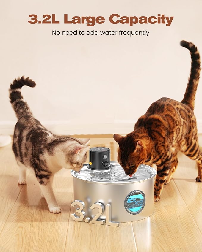 Cat Water Fountain with Motion Sensor: Rechargeable Cat Fountain Wireless - Image 6