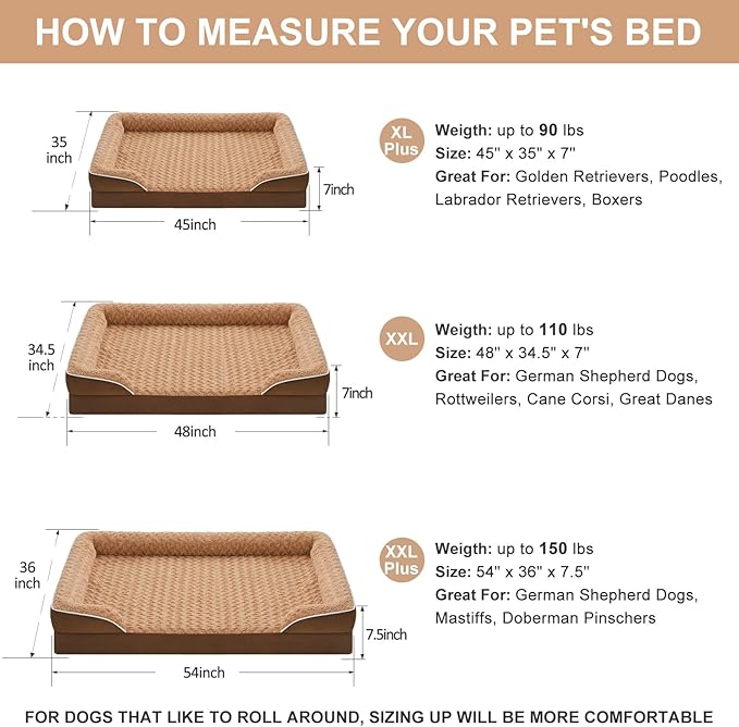 WNPETHOME Dog Beds for Large Sized Dogs, Washable Orthopedic Dog Couch Sofa Bed - Image 4