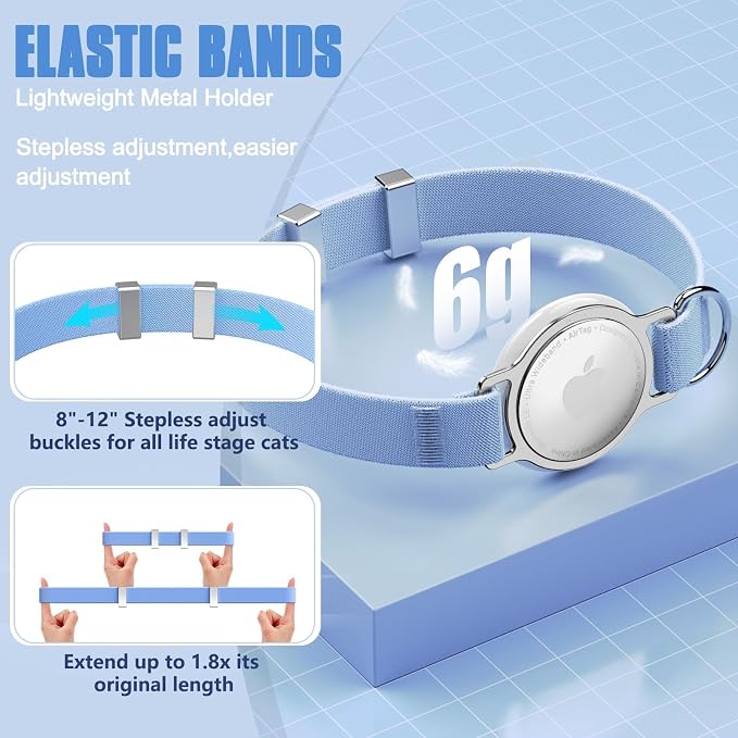 AirTag Cat Collar, Ultra Elastic Cat Tracker Collar, Airtag Holder Compatible - Image 5