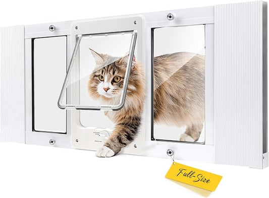 Full-Size Window Pet Door for Cats & Small Dogs, Width Adjustable Fits Sliding by HOMEPEDIA