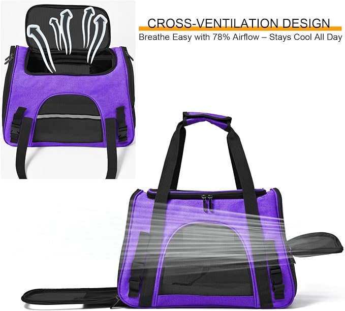 Dog Cat Carrier Soft for Small Pet Up to 16 Lbs TSA Airline Approved Travel - Image 6