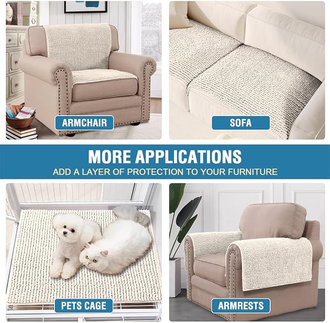 H.VERSAILTEX Plush Chenille Couch Armrest Cover 2 Packs Thick and Soft Sofa - Image 5