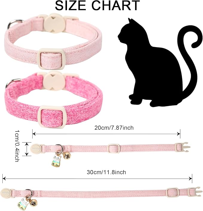 Cat Collar, 2 Pack Pink Cat Collars Breakaway - Image 3