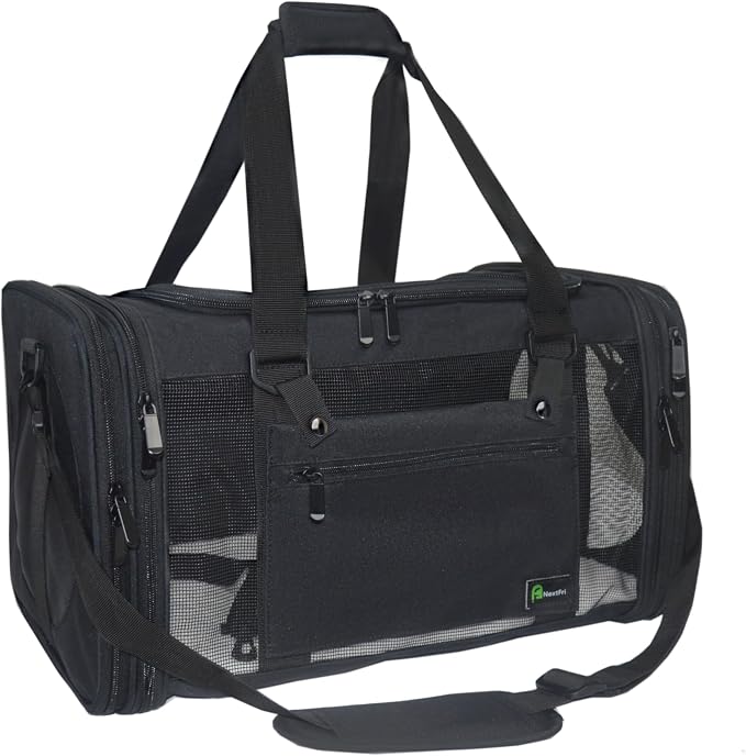 Soft-Sided Pet Carrier for Cats Small Dogs of 15 Lbs Medium Black by NextFri