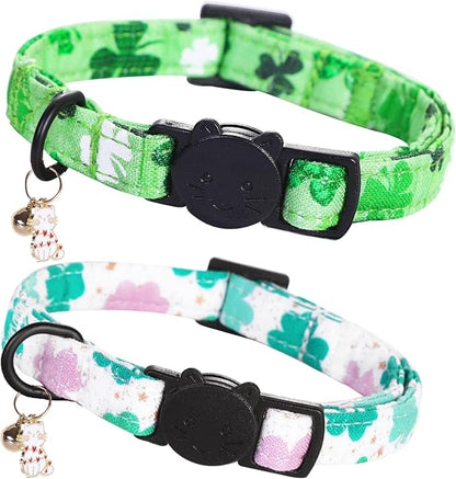 St Patrick's Day Cat Collar-2 Pack Cat Collars Trefoil Cat Collar Breakaway by BoboRainbow
