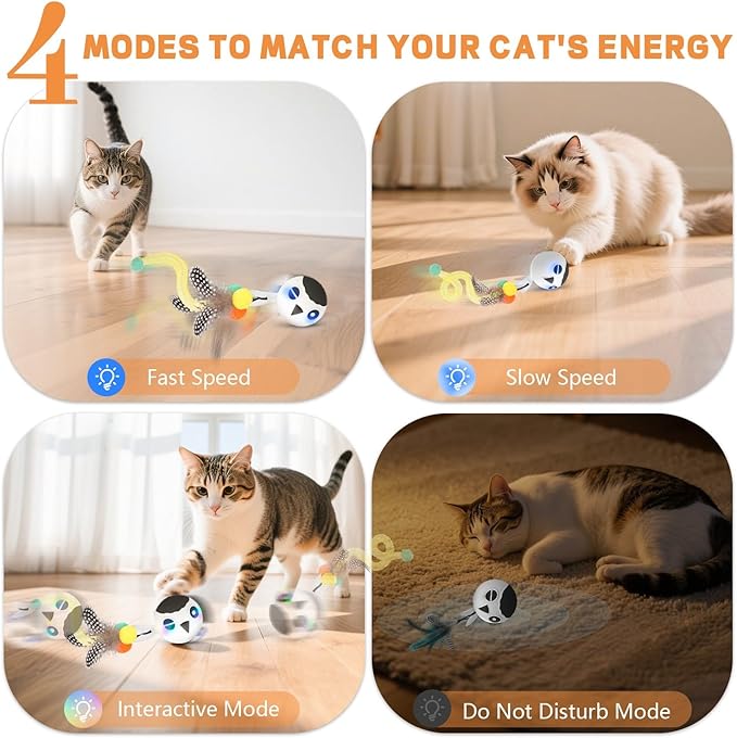 Cat Toys, Interactive Kitten Toys Indoor Cats, USB Rechargeable Electronic - Image 2