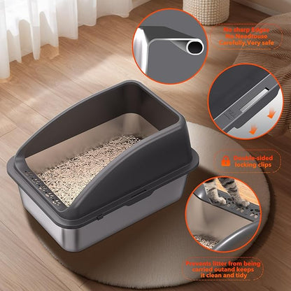 2PACK Stainless Steel Cat Litter Box, Never Absorbs Odors, Leak-Proof, - Image 4
