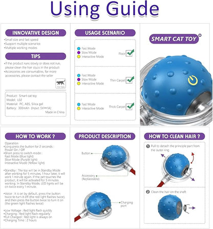 Interactive Cat Toys Ball for Indoor Cats Fast Rolling on Carpet, Chirping & - Image 7