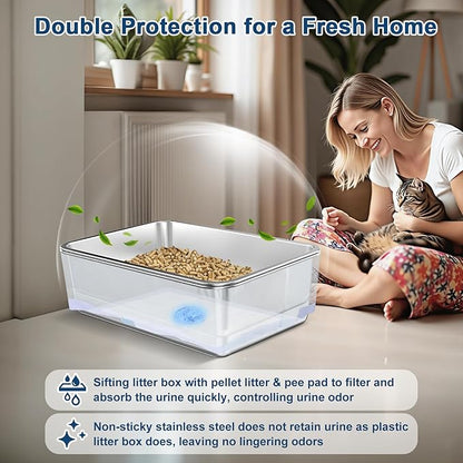 23.6”x15.7”x6” SuzziPaws Stainless Steel Cat Litter Box - Image 5
