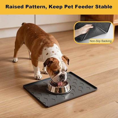 Pieviev 16''x12'' Dog Cat Food Bowl Mat, Silicone Waterproof Food Grade Pet - Image 6