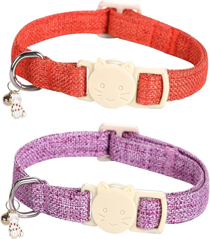 Halloween Cat Collar-2 Pack Cat Collar Orange and Purple Linnet by BoboRainbow