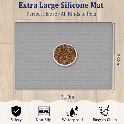 31.8"x23.8" Extra Large Pet Food Mat, Silicone Dog Mats - Image 2