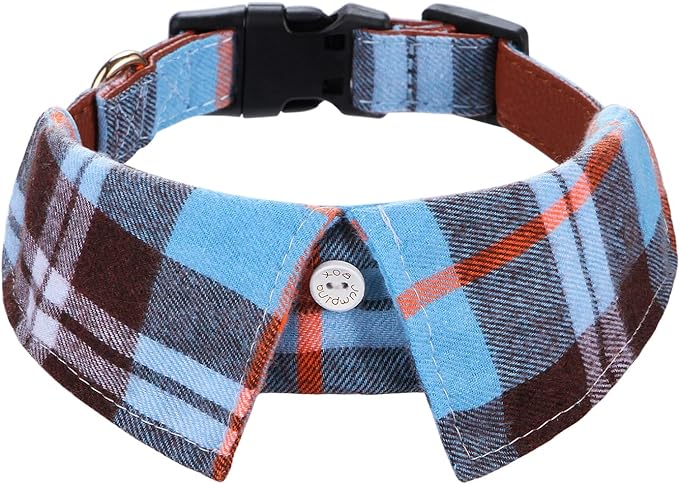 Faleela Cotton Plaid Shirt Style Dog Collar Soft Cute, Boy Dog Collar by Faleela