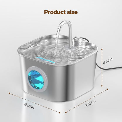 Stainless Steel Cat Water Fountain: 108oz/3.2L Pet Water Fountains Cat Watering - Image 8