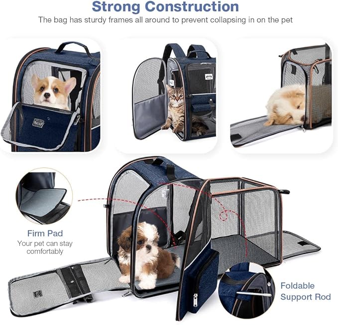 Lekebobor Large Cat Backpack Carrier Expandable Pet Carrier Backpack - Image 3