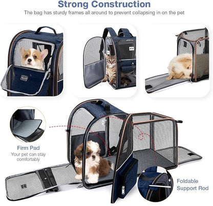 Lekebobor Extra Large Cat Backpack Carrier Expandable Pet Carrier Backpack - Image 3
