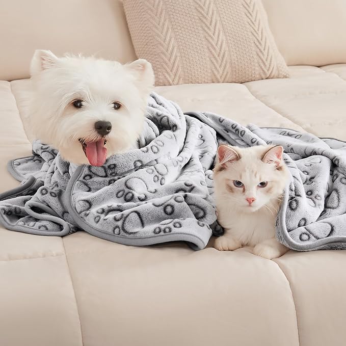 Luciphia 1 Pack 3 Blankets Fluffy Premium Fleece Pet Blanket Flannel Paw - Image 7