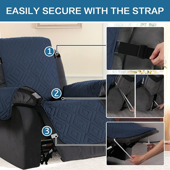 H.VERSAILTEX Reversible Quilted Recliner Covers Water Resistant Furniture - Image 4
