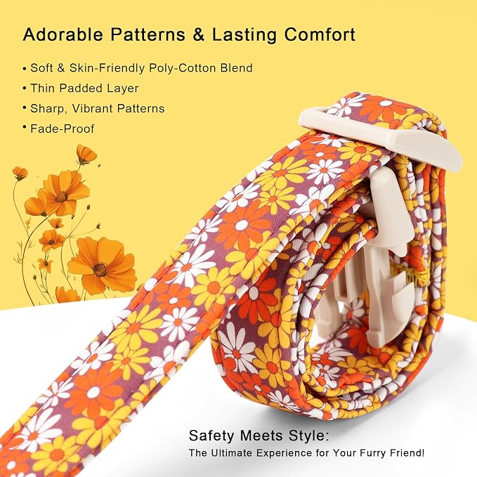 Fall Dog Collar Vintage Daisy Puppy Collar - Image 4