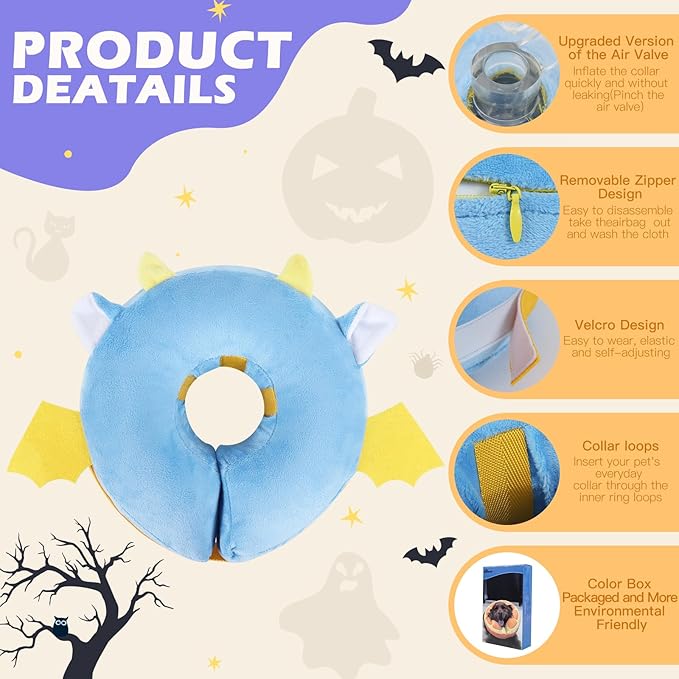 IEUUMLER Inflatable Recovery Dog Collar, Protective Donut Cone, Adjustable Soft - Image 4