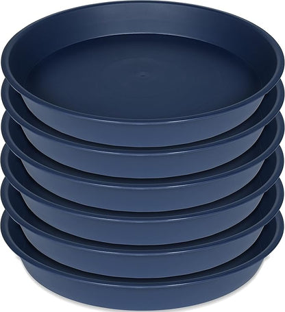 6 Pack of 8 inch Plant Saucer Blue, Plastic Plant Water Tray 8 inch Round by Bleuhome