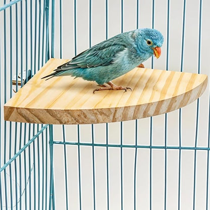 Bird Perch Platform Stand Wooden Parrot Perch Corner 6.7 Inches Fan Shape - Image 4