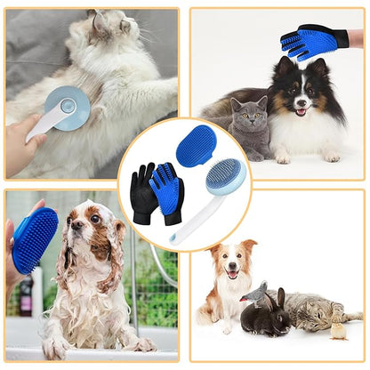 GJEASE Cat Grooming Glove Brush, Self-Cleaning Slicker Pet Brush - Image 7