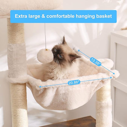 Hey-brother Cat Tree with Litter Box Enclosure, All-in-one Cat Tower - Image 3