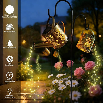 DDQ Solar Watering Can Lights, Warm White/Color LED - Image 2