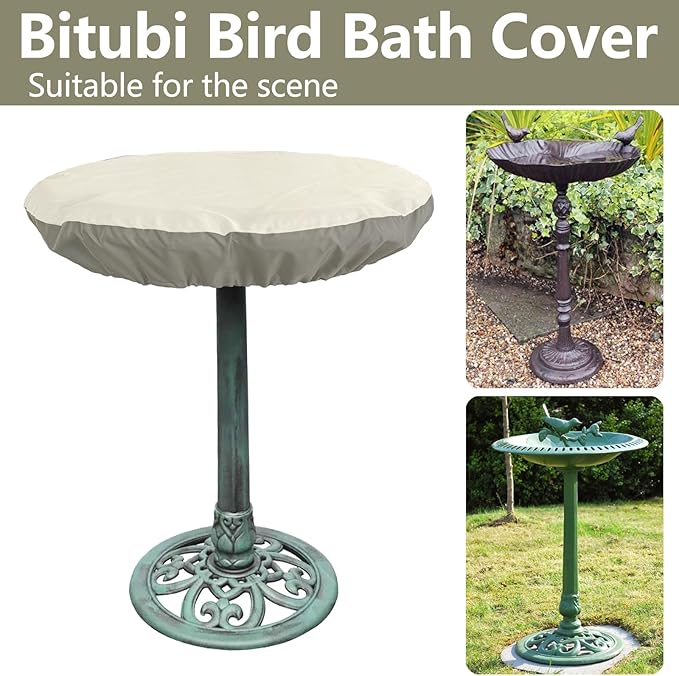 Bitubi Bird Bath Cover for 24" to 30" Diameter Bowl, Heavy Duty Waterproof 600D - Image 3