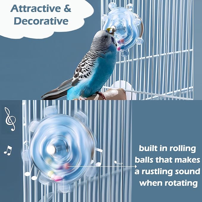 Bird Toys for Parakeets, Colorful Parakeet Toys Wheel, Interactive Spinner - Image 2