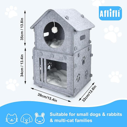 2-Storey Detachable Cat House for Indoor Cats Bed, Covered Beds & Furniture - Image 8