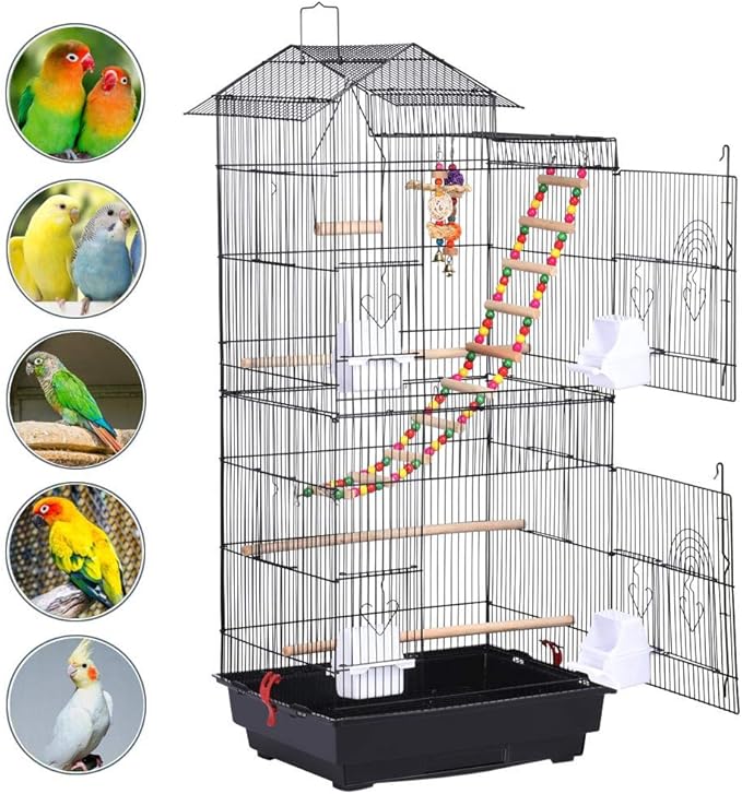 Yaheetech 39-inch Roof Top Large Flight Parrot Bird Cage - Image 6
