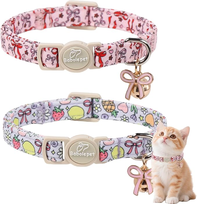 2 Pack Sweet Girly Cat Collars by Babolepet